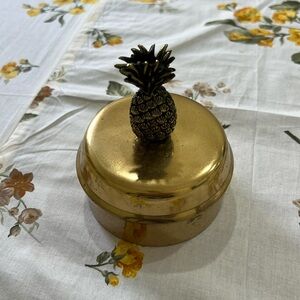 Gold Pineapple Metal Trinket Box